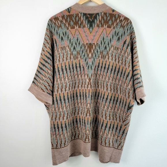 Peruvian Connection Long Multicolor Knit Open Cardigan SZ M - Picture 3 of 12